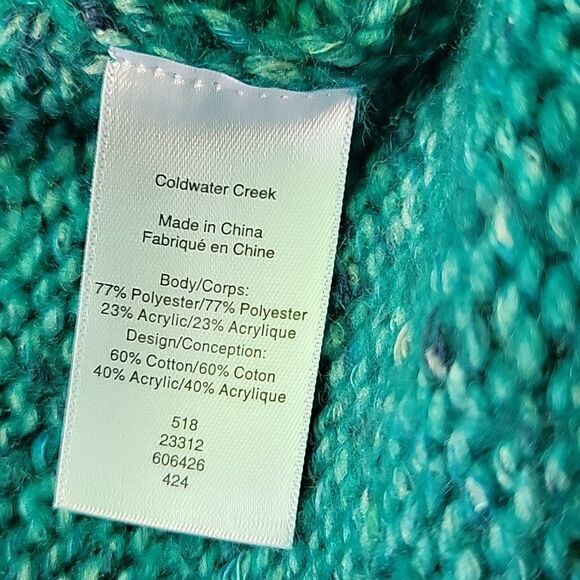 Coldwater Creek Blue Cardigan Sweater V-Neck Boucle Knit Size M - Picture 9 of 11